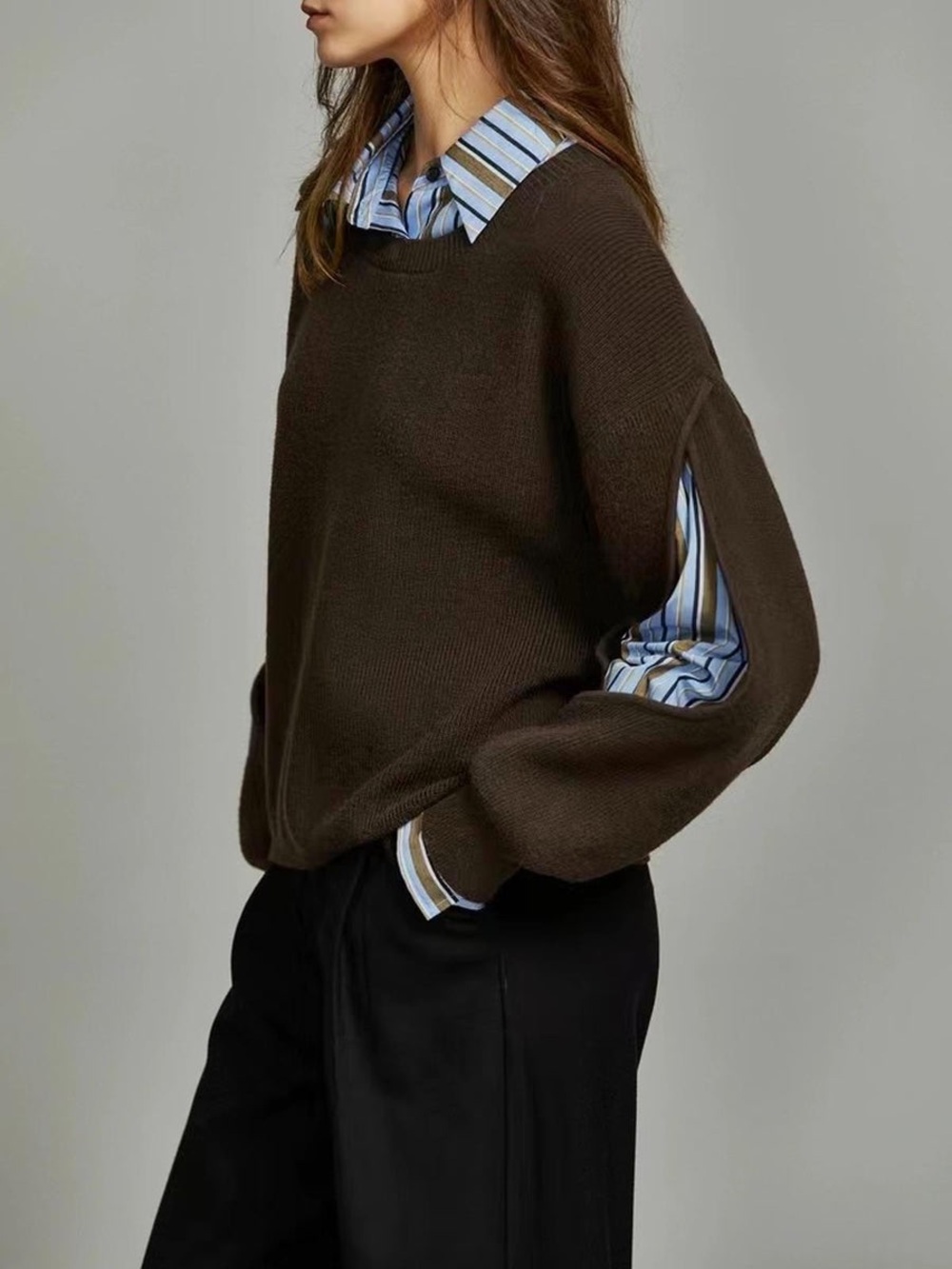 Commense 2 in 1 Ribbed Cutout Sweater - Picture 2 of 5